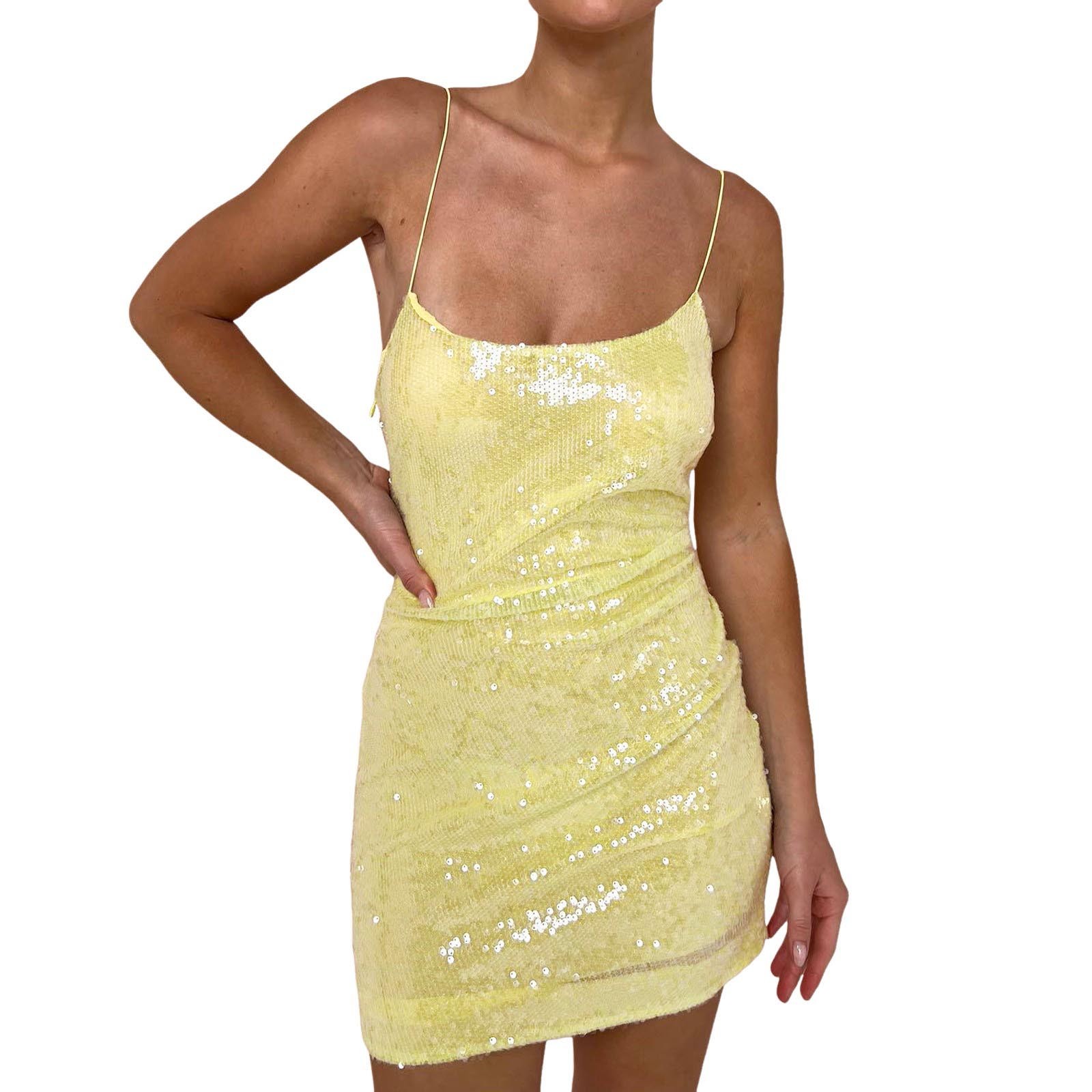 thumbnail image 1 of Vestido sin mangas con lentejuelas para mujer - Cuello apilado, plisado - Fiesta/noche - Corte ajustado - Tallas S-XL, 1 of 6